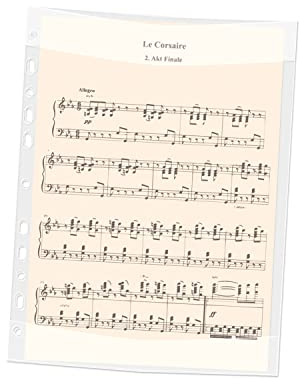 Office Box - Pochettes pour partitions musicales - Dossier musical - A4 - Noir - Professionnel - 10 poches - Multi-perforations spéciales - Résistant et durable