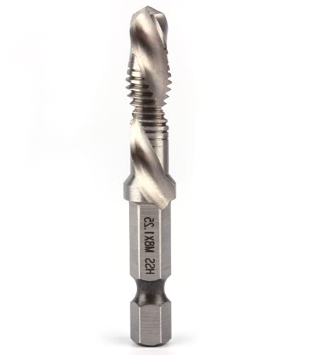 Macho Roscar M8 Taladro, Brocas para Rosca HSS Macho de Roscar Grifo para Taladro Brocas Métrica Rosca Broca Hexagonal, para Agujeros Pasantes Metal Madera