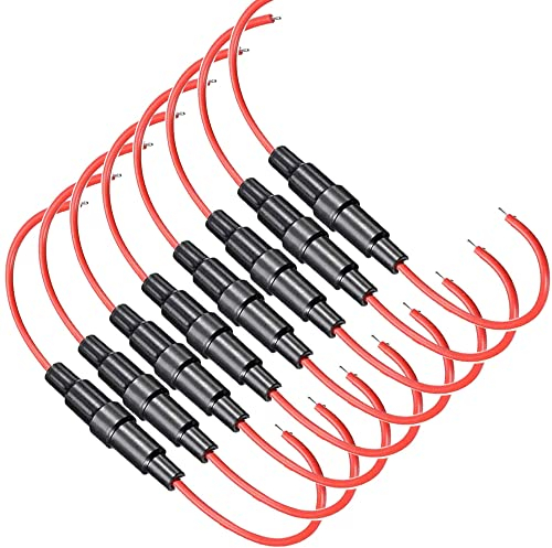 Guuzi 8 Pezzi 32 V 20 A 6 × 30 mm AGC Portafusibili Tipo a Vite in Linea con Filo 16 AWG