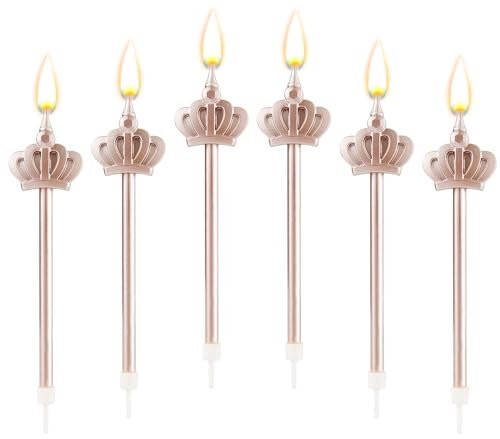 6pz Candele di Compleanno, Candeline per Torta Candelina a Forma di Corona Decorazioni per Torta di Compleanno per la Decorazione di Torte di Compleanno Matrimoni Feste di Laurea (Oro Rosa)