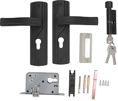 Cerradura de Puerta con Manija y Palanca Exterior Juego de Cerraduras Silencioso Acero Al Manganeso para Puerta Delantera con Llaves Iguales