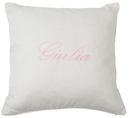 Cuscini Personalizzabili con Nome o Iniziale in Puro Cotone 100 % Made in Italy - Cuscino Personalizzato Quadrato o Rettangolare per Divano - Look Unico per Tuoi Ambienti (40 x 40 cm, Rosa)