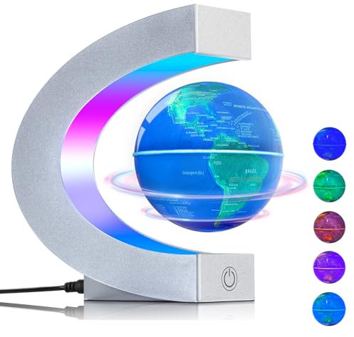 Magnetische schwebende Globuslampe mit mehrfarbigen LED-Lichtern, coole Gadget C Frame Globus für Büro Haus Bücherregal Schreibtisch Dekor, Coole Geschenk für Männer Frau Vater Ehemänner(Globus8,5cm)