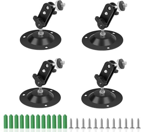 0XBIT Support Caméra Extérieur/Intérieur, 4 Pièces Mural Réglable à 360 Degrés, pour Murs et Plafonds (Noir)