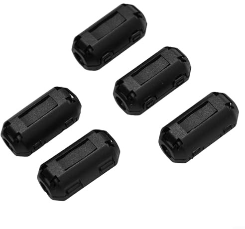 Supresor de Ruido,Pinza sujetacable Abrazadera de Supresión de Ruido for Cable 5X Núcleo de Ferrita TDK, Reduce la Interferencia en Cables de Audio y Vídeo(5mm)