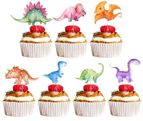 42 feltrini dinosauri cupcake topper dinosauro cupcake topper dinosauro muffin decorazione per torta di compleanno bambini compleanno baby shower feste accessori