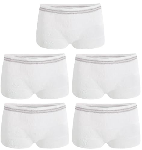 5 Pcs Net Pants for Incontinence Pads, Disposable Reusable Breathable Stretch Adult Women Men Knickers(L)