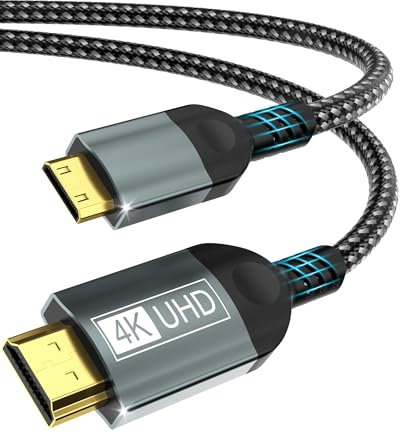 BRV Explorer Mini HDMI auf HDMI Kabel, 4K@60Hz Mini HDMI 2.0 Kabel, HDMI auf Mini HDMI Kabel mit HDR UHD ARC HDCP 18Gbps kompatibel mit DSLR Kamera Raspberry Pi Zero Grafikkarte Tablet Projektor