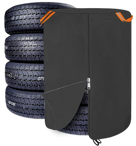 Sporgo Auto Reifentasche: Wasserdicht Reifenabdeckung für 4 Reifen, 420D Oxford Reifen Aufbewahrung mit Reißverschluss Reflektierende Streifen, Universale Reifentaschen Auto Reifenschutzhülle