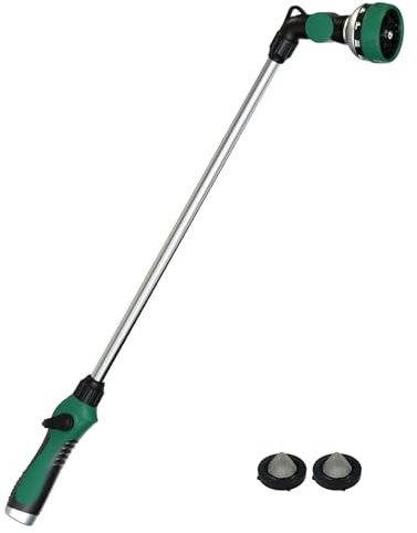 Seatern Watering Wand for Garden Hose, 30 Inch, 10 Spray Patterns, Thumb Control Garden Hose Nozzle, Adjustable Water Sprayer with Pivoting Head, Ideal for Hanging Baskets, Plants, and Shrubs, Green
