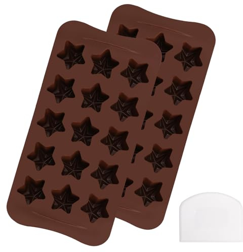 2 emporte-pièces en forme d'étoile à la cannelle, moule à gâteaux en silicone pour étoiles à la cannelle, plaque de cuisson de Noël pour pain d'épices, chocolat, glaçons, pralines avec racloir