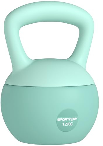 SPORTNOW Pesa Rusa 12 kg, Soft Kettlebell Relleno de Arena Metálica y Mango Antideslizante, para Entrenamiento Culturismo en Casa, Gimnasio, Verde