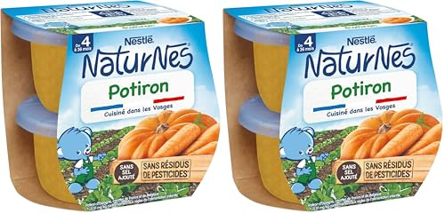 Nestlé Naturnes Petits Pots Bébé Potiron -Dès 4/6 mois - 2x130g (Lot de 2)
