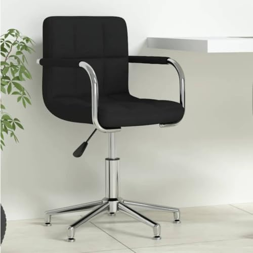 Hoopleep Chaise de bureau pivotante en tissu noir - Hauteur réglable avec ressort à gaz - Chaise de bureau confortable pour bureau, chambre à coucher et bureau - Chaise pivotante robuste en acier