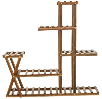 Support Plantes Interieur en Bois Support D’étagère à Plantes Robuste 5 Niveaux Capacité 10 Pots étagère à Plantes Multi Niveaux pour Intérieur Escalier Montage Facile Salon Balcon Jardin Terrasse