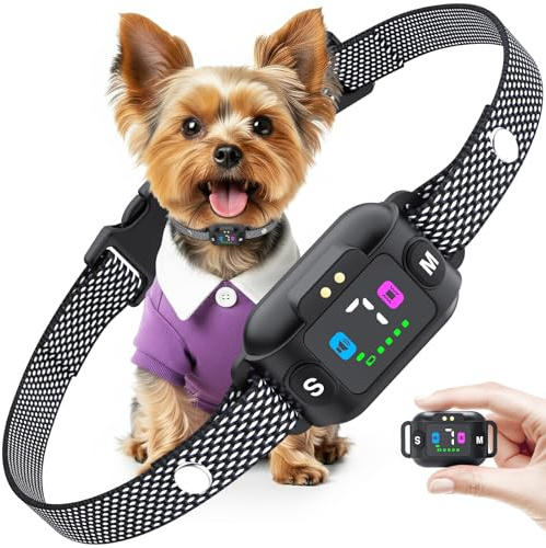 Feycig Collare anti-abbaio per cani – Collare ricaricabile per corteccia con 7 sensibilità, nessun shock, piccolo collare anti shock con 3 modalità regolabili segnale acustico e vibrazione