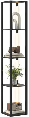 HOMCOM Lampadaire avec Étagères 4 Niveaux LED Dimmable Noir