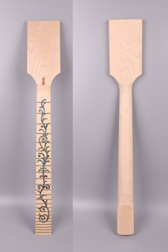 Yinfente E-Gitarrenhals 24 Bünde 64,8 cm Ahornholz Tree of Vine Inlay Gitarre Ersatz Paddelkopf DIY Gitarrenhals Floyd Rose Sicherungsmutter Stil
