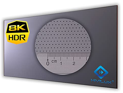 HiViLux® Ultra tunn noll ALR akustisk ramCanvas hög kontrast duk: HiViGrey Cinema 5D MP HDR akustiskt transparent mikroperforerad gain= 1,25/kantlös/inte för UST (16:9 135 tum bild: 300 x 158 cm)