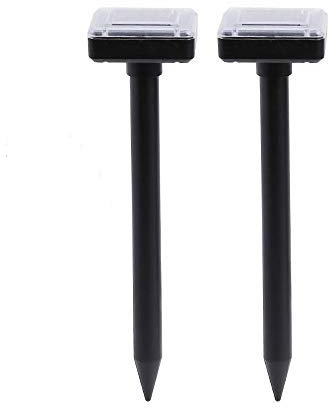 Ulalaza 2Pack Waterproof Ultrasonic Solar Mole Repellent Sonic Mouse Eliminator Used Repel Voles Gophers Snakes Other Animals Protect Lawn Garden Outdoor