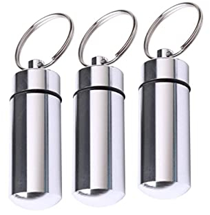 Kleiner Erste-Hilfe-Medikamentenbehälter,3 Pack Pillenbox Schlüsselanhänger klein Tablettendose Kapsel Pillen Dose wasserdichte aus Aluminium Reisen Medizinflasche für Outdoor-Reise-Camping.