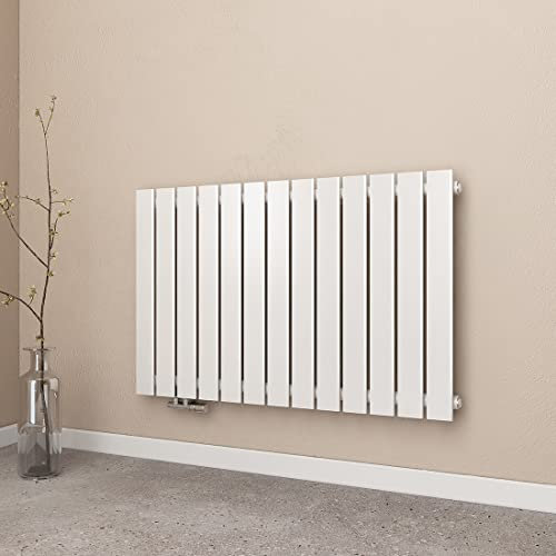 EMKE Radiateur à Eau Chaude Mural Chauffage 63 x 100 cm Radiateur Blanc Horizontal en Acier Simple Couche 730W Radiateur Salle de Bain