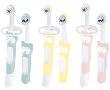 MAM | 5+ Monate Zahnbürste Set (zufällige Farbe) - 1 Lernzahnbürste + 1 Babyzahnbürste - zum Erlernen der Zähne in 2 Schritten