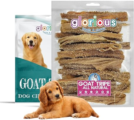 Glorious Treats and Chews Goat Tripe Sticks for Dogs: Premium, Natural Dog Treats – Fresh Dog Chews Perfect for Training, Rewarding, and Overall Health – Treats Puppies Adore (450g)