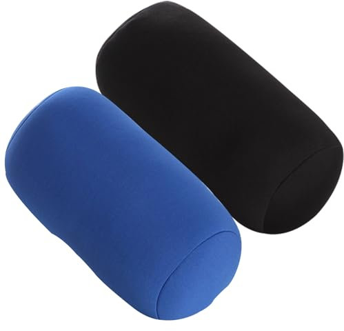 2pcs Mikroperlen Rollenkissen, Mikro Bead Travel Beanie Pillow Weiches Entspannungs-Kissen Zylindrisches Kissen Mikroperlen Kissen für Home Office Flugzeug Auto Reisen Liegestuhl Schlafen