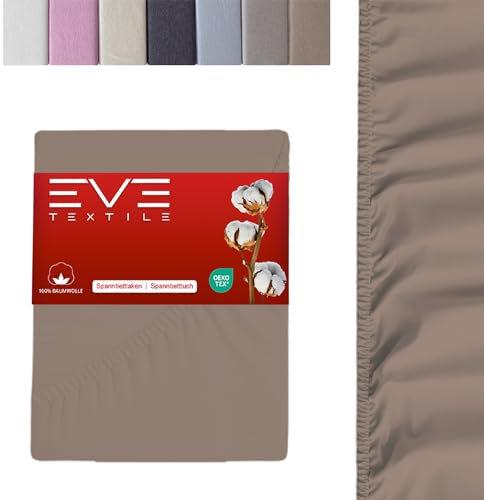EVE Textile® Spannbettlaken 1er Set 200x200 cm Hellbraun; Spannbetttuch Bettlaken Spannlaken; Jersey Laken Betttuch für Boxspringbett & Matratze; Waschbar bis 60 Grad; Weich & Allergikerfreundlich