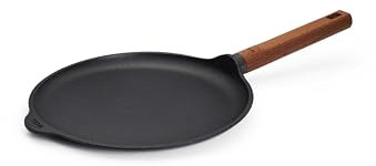 Woll Eco Logic QXR - Padella per crêpes, induttiva, Ø 26 cm, con manico in legno solido e sostenibile, adatta per tutti i piani cottura, senza PFAS, rivestimento antiaderente, in alluminio pressofuso,