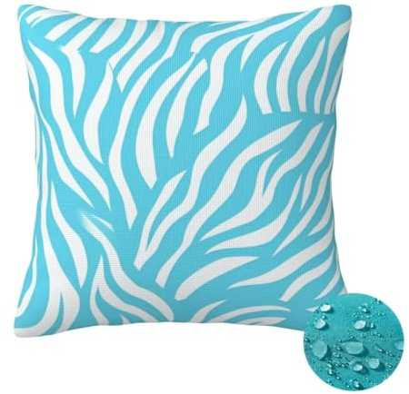 Outdoor Kissen Wetterfest 2 Stück Blau Kissenbezug 50x50 cm, Sommer Gartenkissen Deko Outdoor Sitzkissen Wetterfest, Kissenbezüge Streifen Outdoorkissen für Balkon Terrasse Patio Garten Deko -OZ490