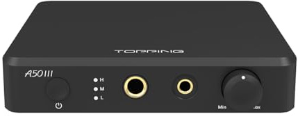 AOSHIDA Topping A50 III NFCA Headphone Amp, RCA/TRS Input HiFi Headphone Amps, 4.4mm/6.35mm Headphone Amp with 3 Gain Settings, 3500mW*2 Earphone Amplifier, Home Audio HPA with 12V Trigger (Black)