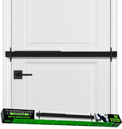 Door Security Bar-by Doorricade-Secure The Entire Width of Your Inward Opening Front Door-Safe Room. Fits Doors up to 32 Wide-Black Edition.
