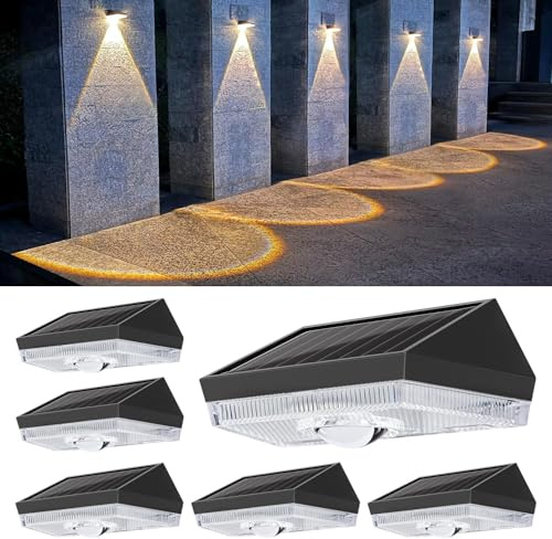 ELLASAY Solar Fence Lights Outdoor Garden: 10 Color Modes Garden Light Solar Powered Waterproof - Bright Solar Lights for Outside Deck Patio Gate Yard Decoration-6Pack