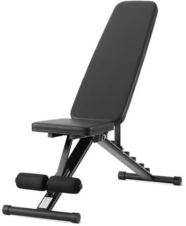 Amazon Basics Banc de musculation réglable et pliable pour salle de sport à domicile, Noir, 135 x 38 x 116 cm