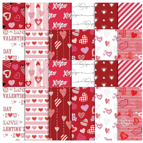 Rosa hjärta scrapbook-papper, alla hjärtans dag mönsterpapper, rosa scrapbookpapper, alla hjärtans dag specialpapper – dubbelsidigt pysselpapper Love Cardstock-papper för fotoalbum