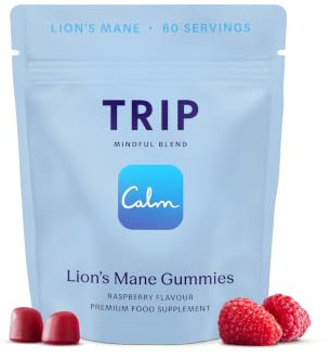 TRIP Lions mane svamp gummi, 6 000 mg lejonmane, vegan, hallon, 60 x