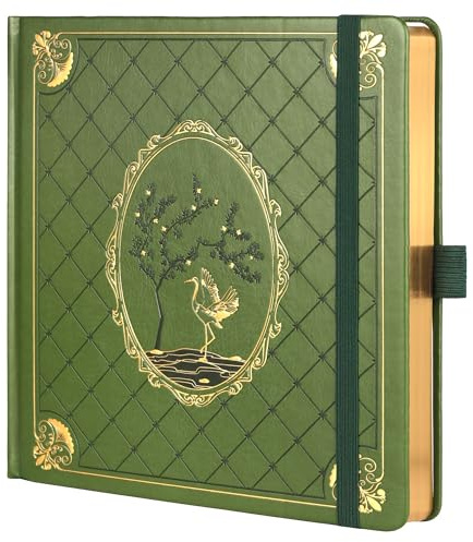 TIEFOSSI Diario de puntos, cuaderno de rejilla de puntos para mujeres y hombres, diario de tapa dura de cuero de PU, papel grueso 160 GSM, diario cuadrado 8 x 8