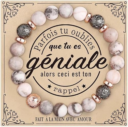 GiftGem Cadeau Femme - Bracelet Femme, Cadeau Anniversaire Femmes, Cadeaux Noel Femmes, Bracelet Pierre Naturelle Cadeaux pour Maman Sœur Amie Collègues (Rose)