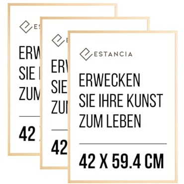 Estancia 3 Stück Eiche Holz Bilderrahmen 42x59,4 cm (A2) mit bruchsicherem Acrylglas | Moderner Portraitrahmen aus Holz A2 (42 x 59,4)