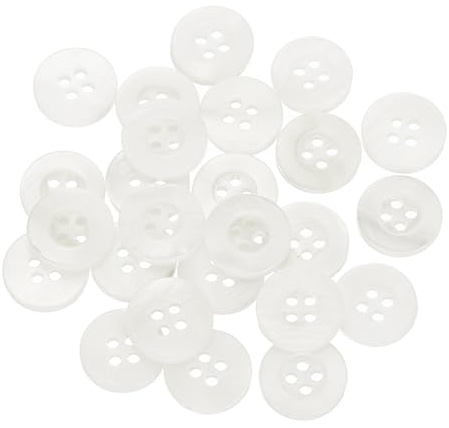 QUARKZMAN 25 Pcs Boutons En Nacre Naturelle, Boutons 4 Trous En Nacre 12mm De Couture Pour Chemise DIY Decorations Artisanales, Blanc Brillant