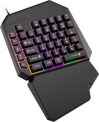 Generico Tastiera da Gioco Meccanica a Una Mano, 35 Tasti Retroilluminati RGB led Tastiera Silenziosa Design Ergonomico Tastierino gaming Professionale USB per PC Windows Tablet Smartphone