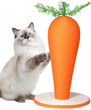 Alberi Gratta Per Gatti Indoor Adulti - Giocattolo A Forma Di Carota 40 X 30 X 30 Cm, Colonna In Legno In Corda Di Sisal, Paletto Da Gratta Interattivo A Lunga Durata Con Design Di Gioco | Accessorio