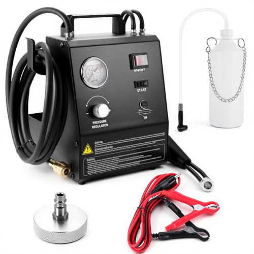 Lizoak Dispositivo de purga de frenos eléctrico de 220 V para cambio de líquido de frenos, sistema de ventilación pulsante con presión ajustable 0,5 – 3 bar, dispositivo de mantenimiento automático