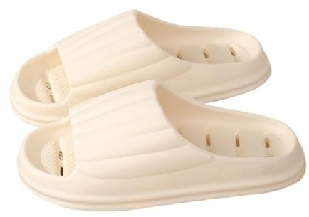 Badrum Bathroom Shoes with Drainage Holes, Comfort Non-Slip House Shower Slippers Summer Lightweight Quick-Dry Pool Slides Hustofflor(Vit,Alpha XX-Large)