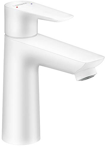hansgrohe Wasserhahn Talis E (wassersparende Armatur mit hohem Auslauf 110mm, Zugstangen- Ablauf), Mattweiß