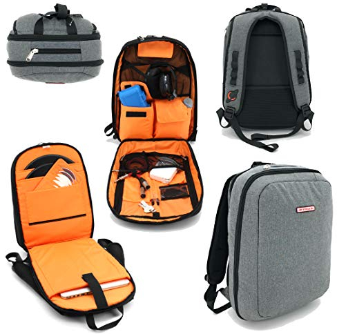 Jetpack smal ryggsäck för DVS, mobil eller Club DJ Gig Set, väska bärbar dator, stativ, surfplatta, hörlurar, vinylskivor, USB-mobila enheter, nålfodral, kablar, mikrofon och mer. TSA-kompatibel (grå)