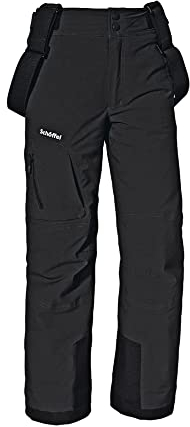 Schöffel Jungen Ski Pants Joran B, wind- und wasserdichte Kinder Schneehose, wasserdichte Skihose mit Schneefang und Hosenträgern, black, 164