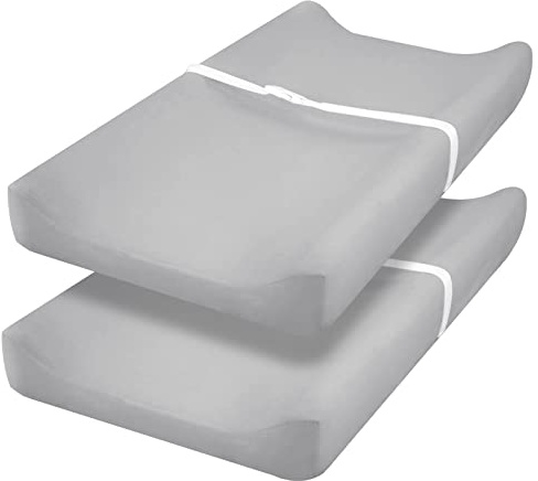 PHF Baby Changing Pad Covers for Boys Girls, 2 Pack Ultra Soft Breathable Microfiber Changing Pad Table Sheets for Most Baby Changing Pads, Grey & Grey